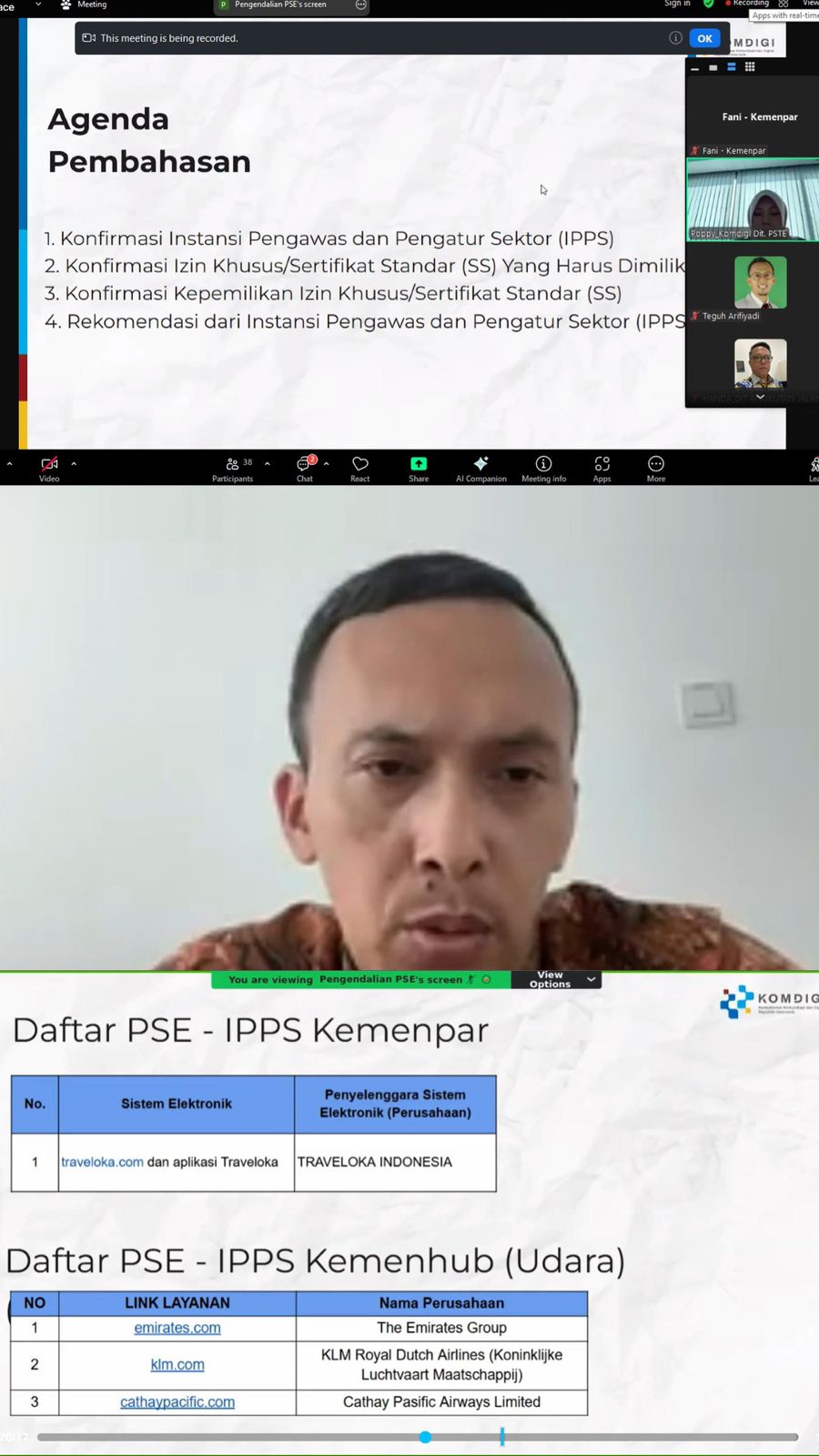 Rapat Koordinasi Rekomendasi Tindak Lanjut PSE Lingkup Privat